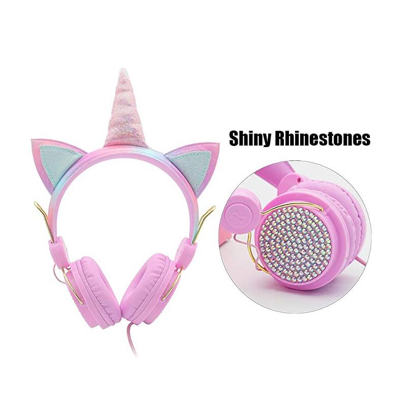 Ngộ Nghĩnh Bé Tai Nghe Nhiều Màu Sắc Kim Cương Kỳ Lân Cô Gái Có Dây Tai Nghe Nhạc Stereo Điện Thoại Tai Nghe Nhét Tai Trẻ Em Giáng Sinh Brithday Quà Tặng