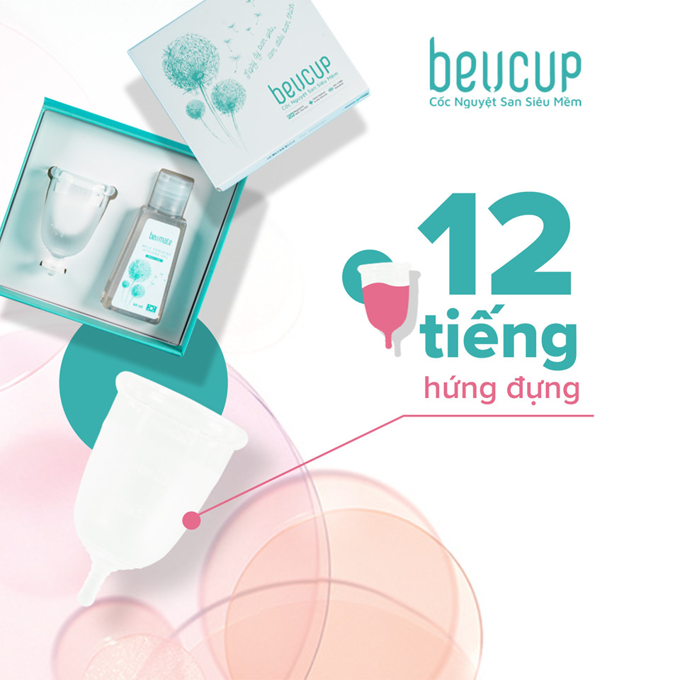 Cốc Nguyệt San Beucup SIÊU MỀM (Tặng lắc tay bạc non+dung dịch vệ sinh+cốc tiệt trùng+túi vải)