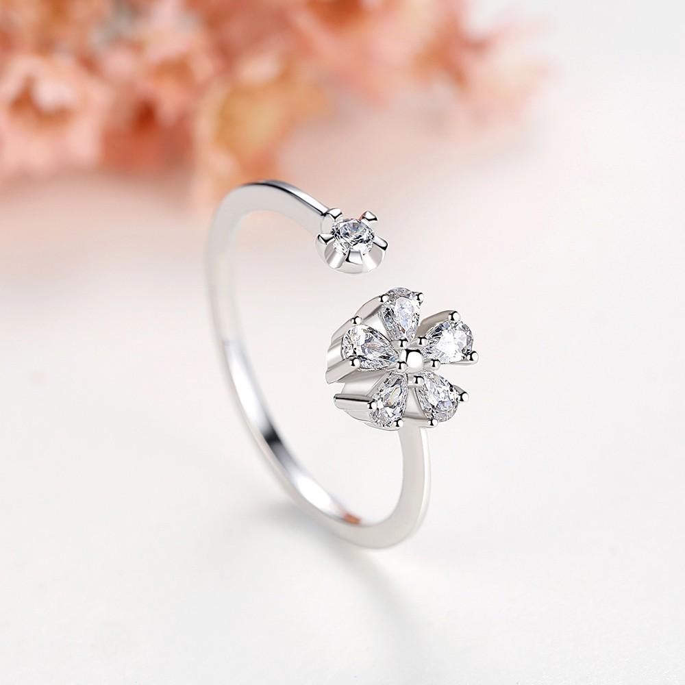 Nhẫn Nữ Bạc Ý 925 Mạ Bạch Kim Cao Cấp Hình Hoa Mai Siêu Xinh Dành Cho Bạn Gái - NT Silver