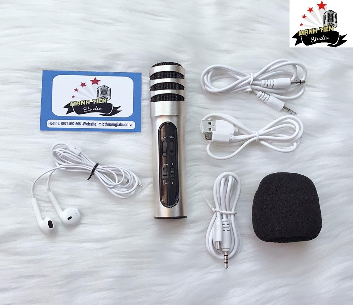 Micro thu âm C7 - Mic thu âm cao cấp không cần soundcard - Thu âm, livestream, karaoke online cực hay - Vỏ kim loại độ bền cao - Tặng kèm tai nghe nhét tai - Giao màu ngẫu nhiên - Hàng nhập khẩu