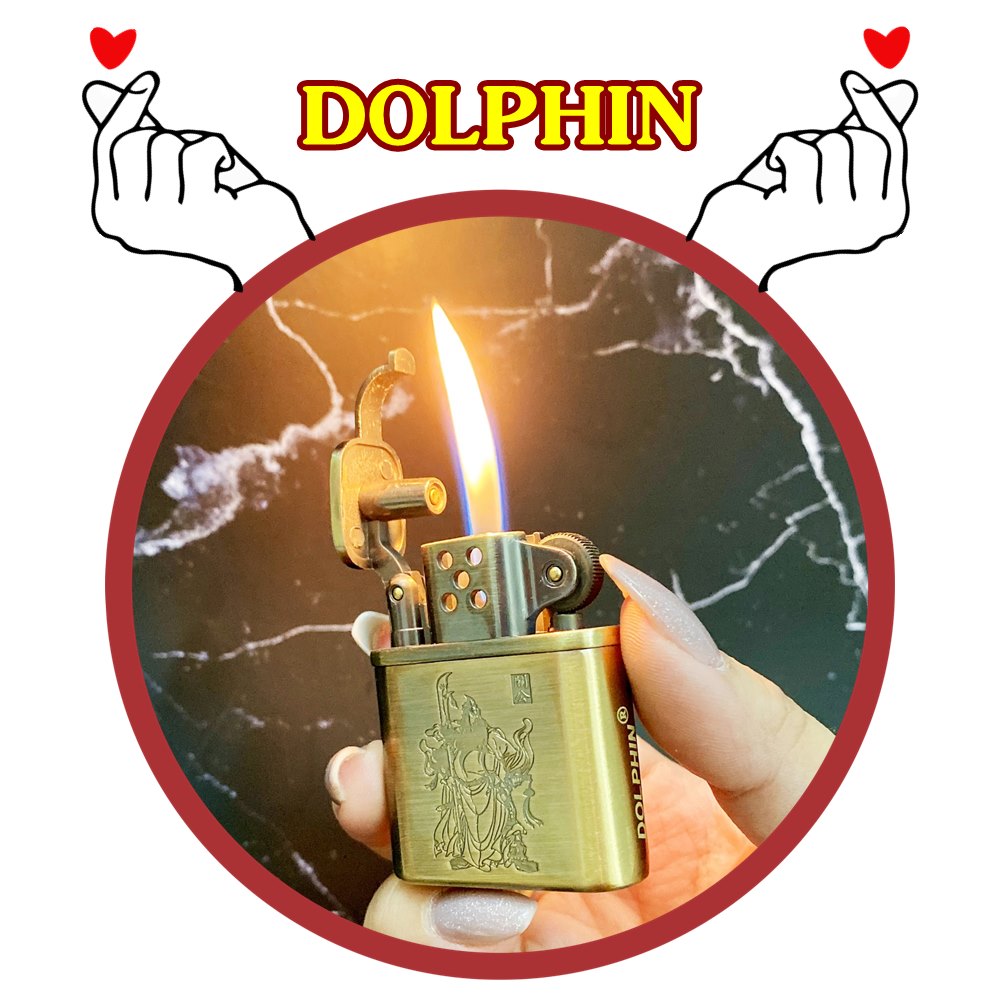 Hột quẹt bật lửa Dolphin cối gas đá hình quan công - (xài gas)