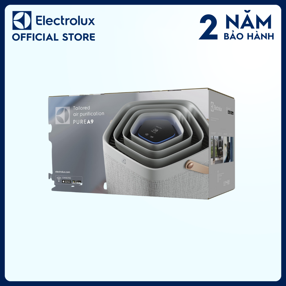 Máy lọc không khí Electrolux PA91-406GY cho phòng 60m² - Bộ lọc HEPA 13 5 lớp diệt 99.99% vi khuẩn &amp; bụi mịn, màn hình cảm ứng hiển thị chất lượng không khí, kết nối Wifi [Hàng chính hãng]