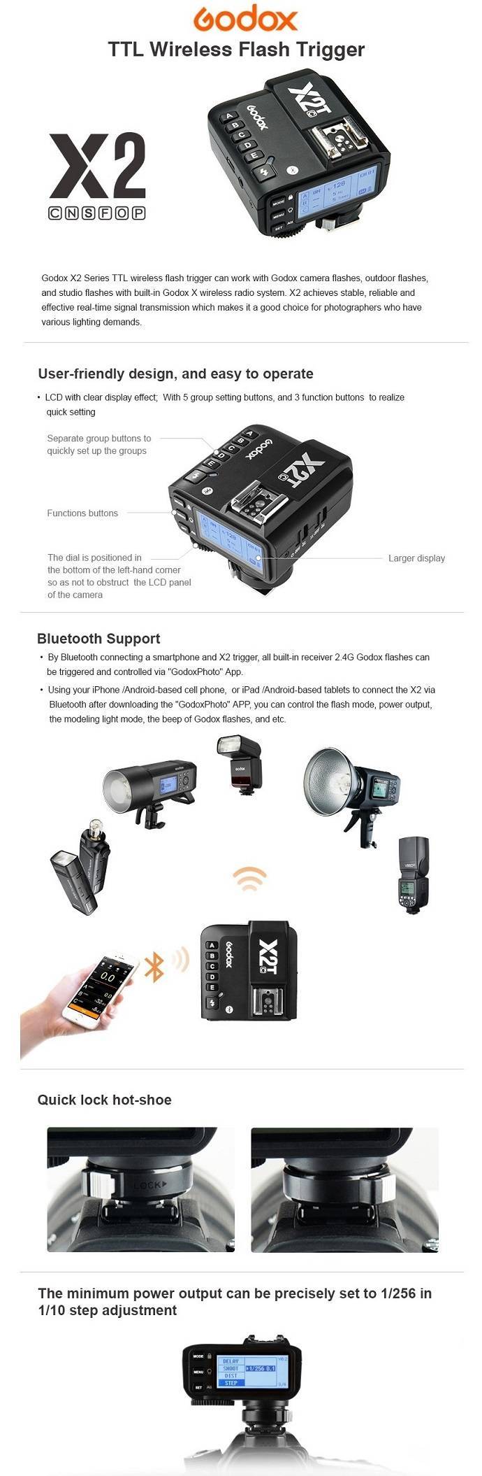 Trigger Godox X2T tích hợp TTL HSS 1/8000 - Hàng chính hãng
