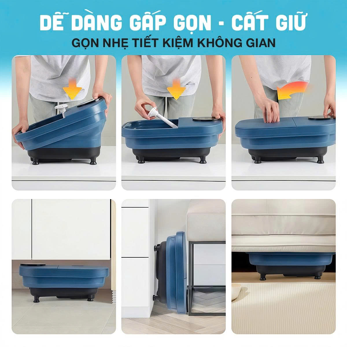 Bồn ngâm chân gấp gọn có 6 con lăn OKACHI JP-100