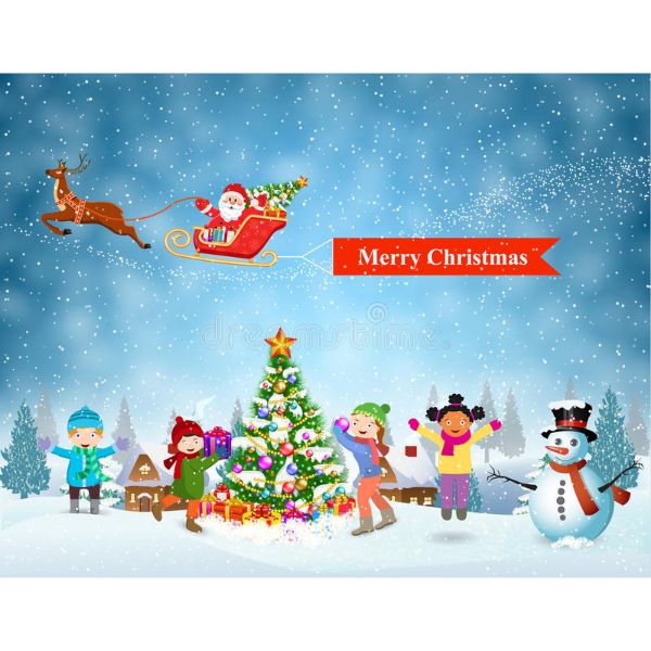 Decal ông già noel và các bạn nhỏ PK560(90x110cm)