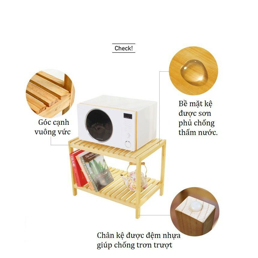 Kệ Oven/ Kệ Lò Vi Sóng 2 Tầng Gỗ Thông Nhập Khẩu Tự Lấp Ráp Dài 60cm Cao 46cm tien2821998