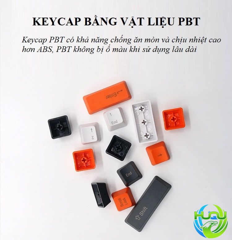 Keycap Bàn Phím Cơ Huqu HQ-104 Gồm 104 Nút bàn phím, Chất Liệu PBT - Hàng Chính Hãng