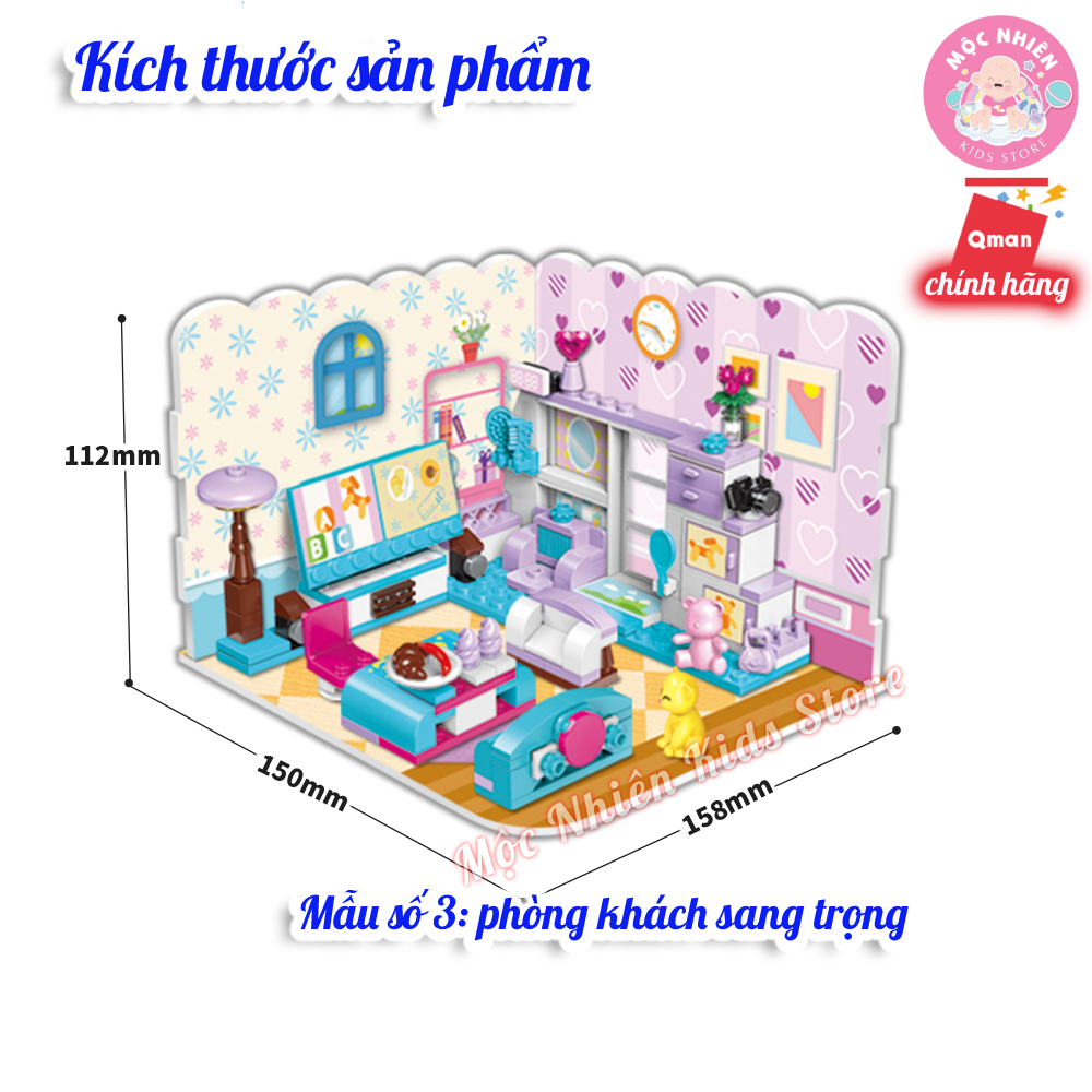 Đồ chơi lắp ráp, xếp hình Qman 4801 - Phòng của bé gái (194 mảnh ghép) - Dành cho bé từ 6 tuổi