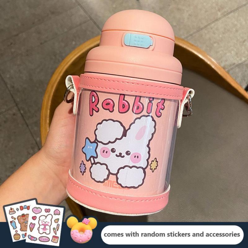 560Ml Dễ Thương Chân Không Nước Ngoài Trời 304 Thép Không Gỉ Cốc Có Ống Hút Trễ Vai Tay Sinh Viên Cốc Nước Di Động Giữ Nhiệt ly