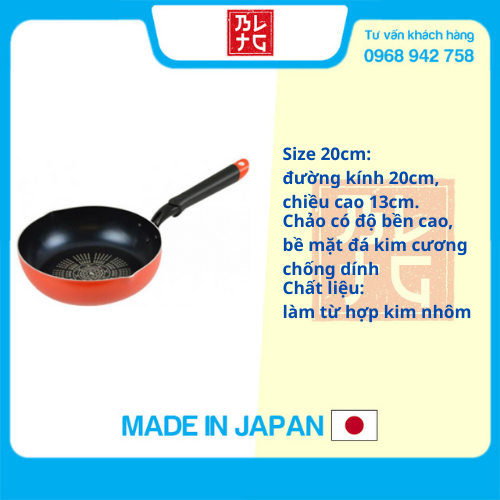Chảo chống dính mặt đá kim cương Pearl nội địa Nhật Bản