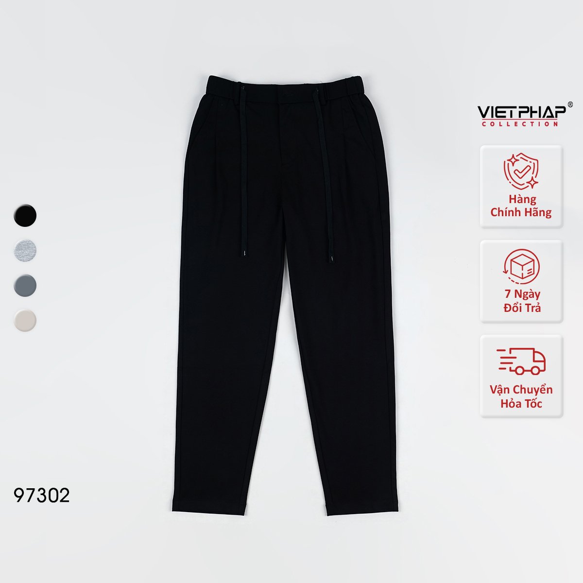 Quần Jogger Không Bo VIỆT PHÁP - Thun Cotton co giãn, cạp chun, dây rút, thoải mái vận động 97302