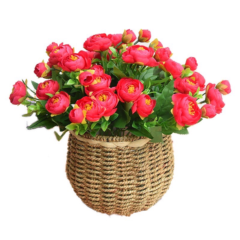 Giỏ Hoa Giả Mây Y Hình Nhiều Mẫu Tuyệt Đẹp Trang Trí Để Bàn Trà, Kệ Tủ