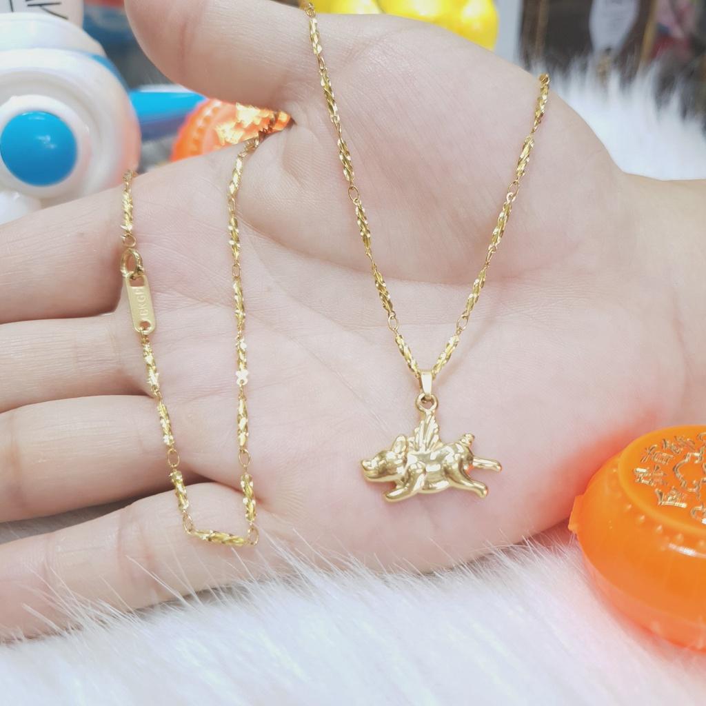 Dây Chuyền Trúc Mặt Heo Đúc Nhẹ Titanium Mặt Tượng Cao Cấp- Dùng tắm rửa thoải mái không