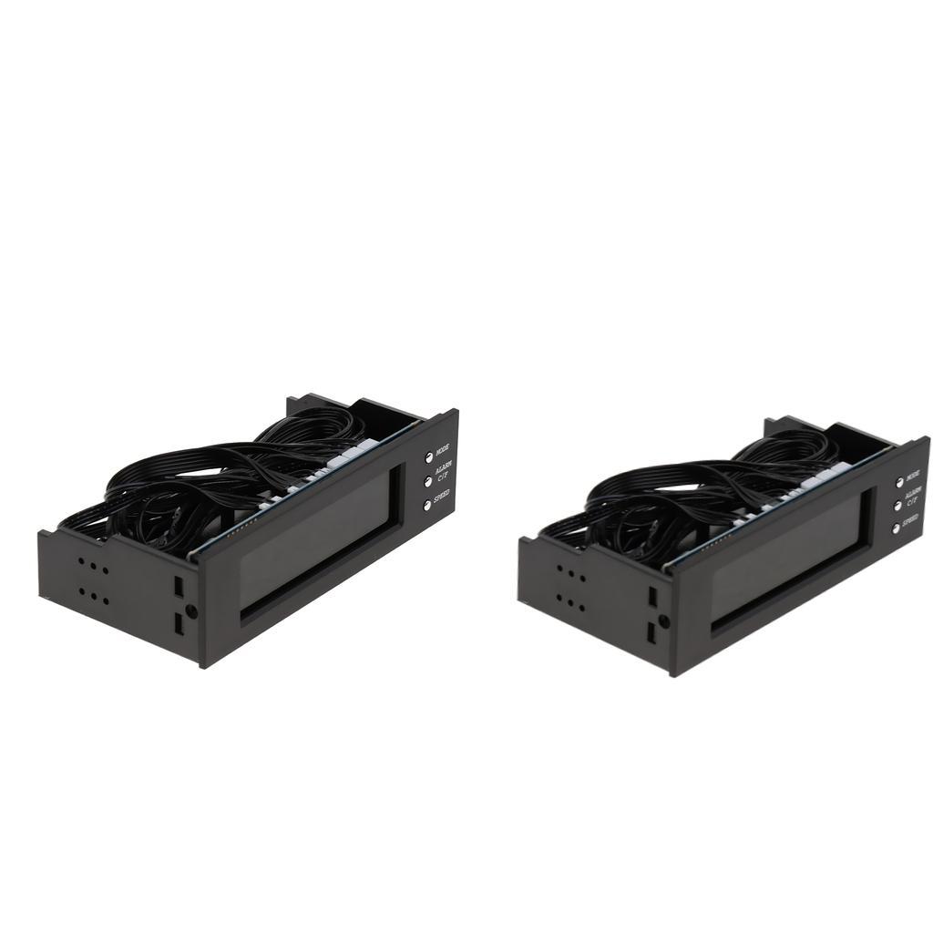 2Piece 5.25"PC Case Fan Temperature Controller LCD Display Front Panel