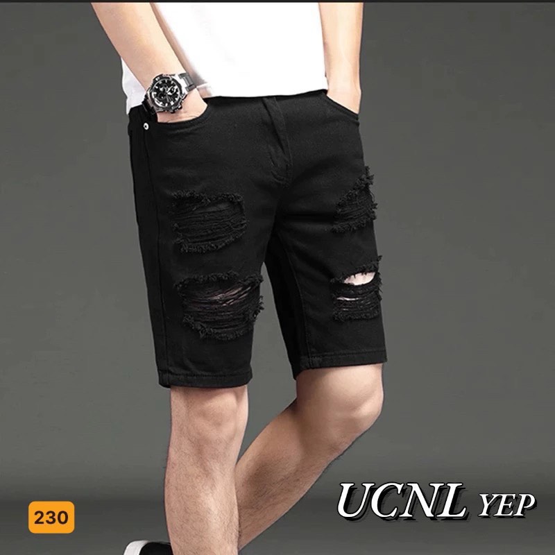 Quần Short Jean Nam co dãn kiểu dáng trẻ trung đơn giản thêu họa tiết Thương Hiệu Chandi, quần sọt mẫu hot nhất HD219