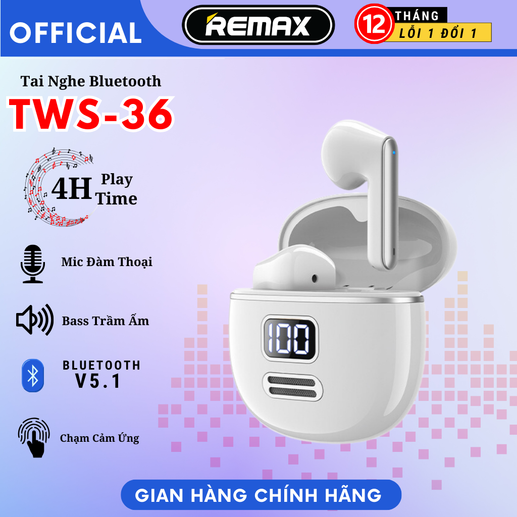 Tai nghe True Wireless Remax TWS-36 phong cách retro - Hàng Chính Hãng