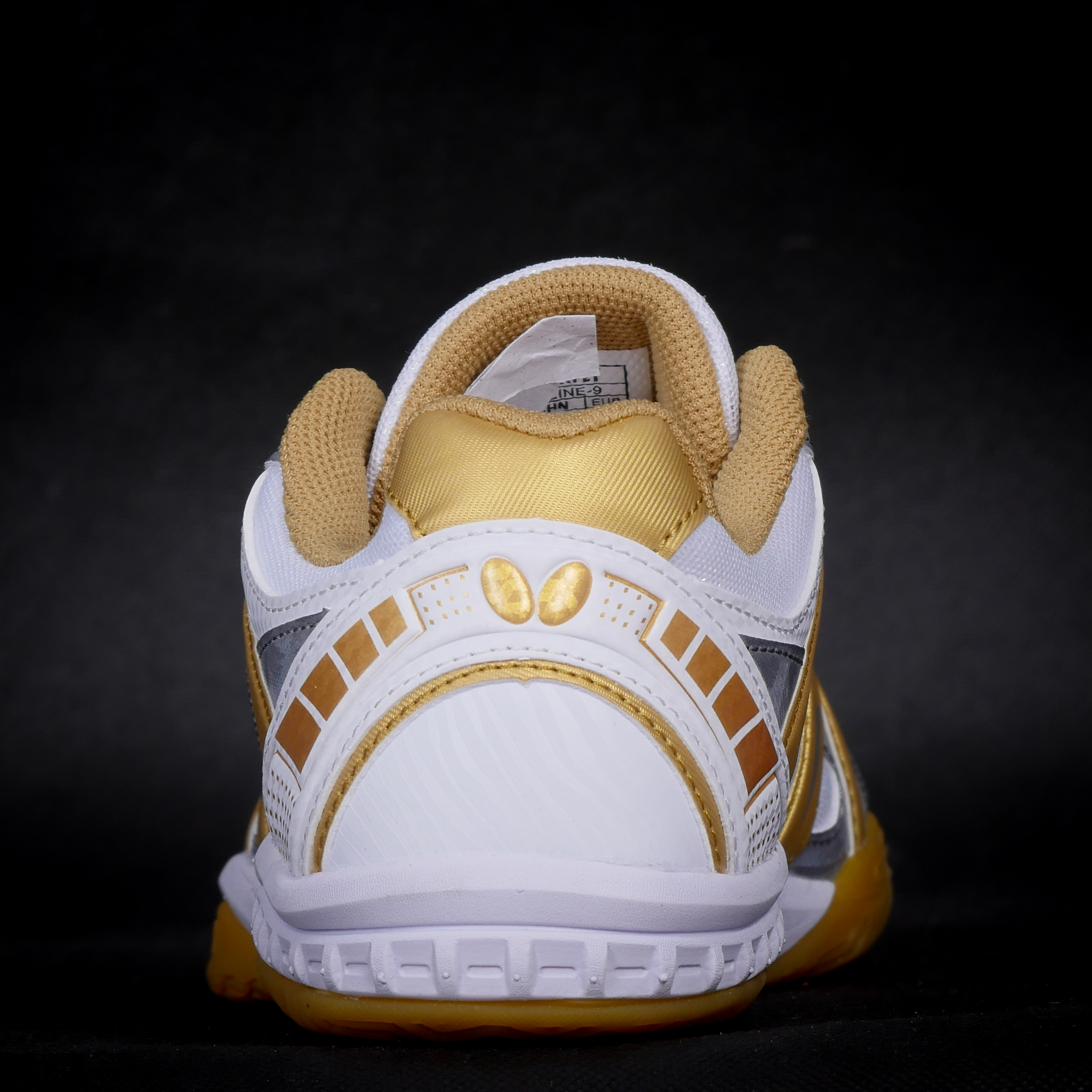 Giày Bóng Bàn Cao Cấp Lezoline 9 - Màu Trắng Vàng Đồng - Cực Phẩm Đế Cao Su Siêu Bám Sân