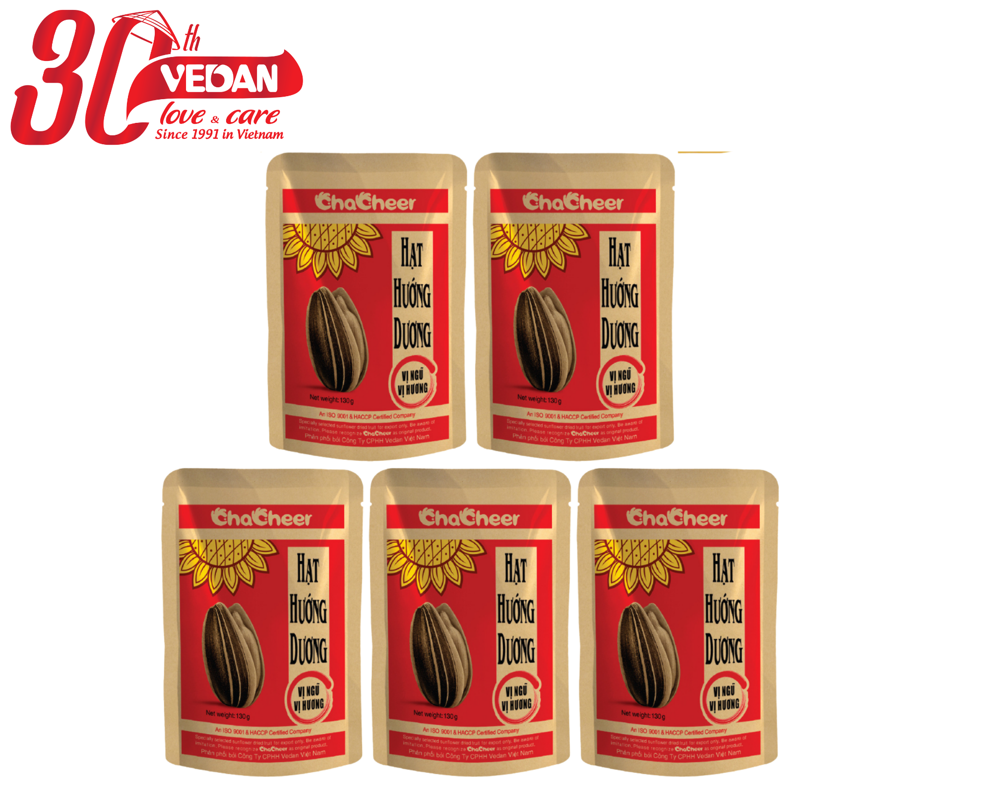 Hạt hướng dương Chacheer vị Ngũ vị hương-130g/gói ( Lốc 5 gói )