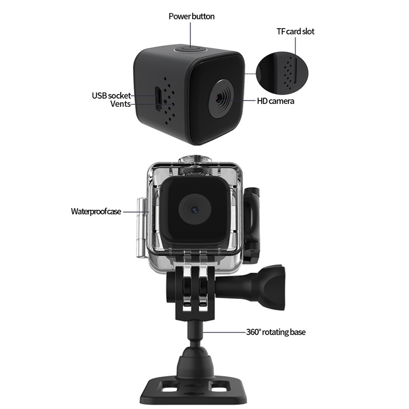 Camera mini SQ28 1080p hành trình thể thao ngoài trời, chống nước, quay ban đêm, có pin 1,5h, có nam châm hít tiện dụng