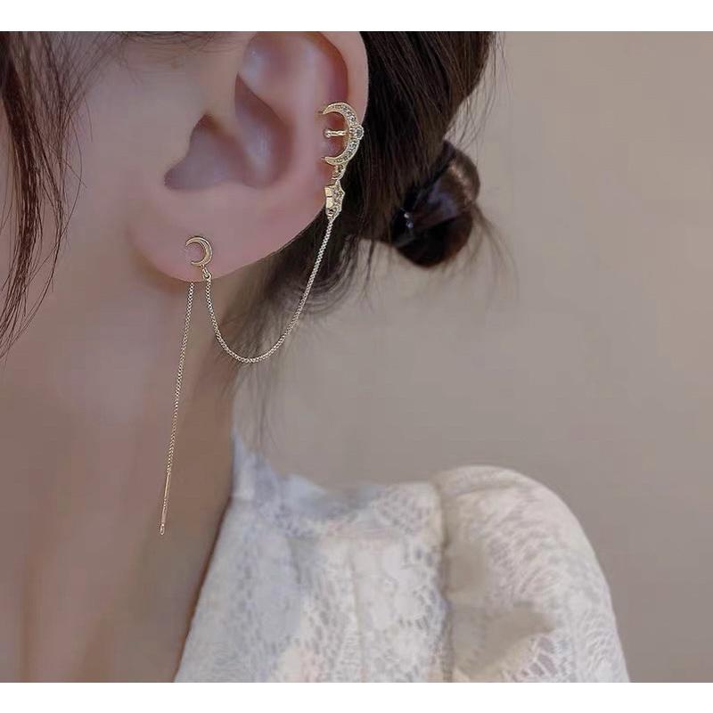 E162 Khuyên tai nữ móc vành tai sao đẹp Ring House