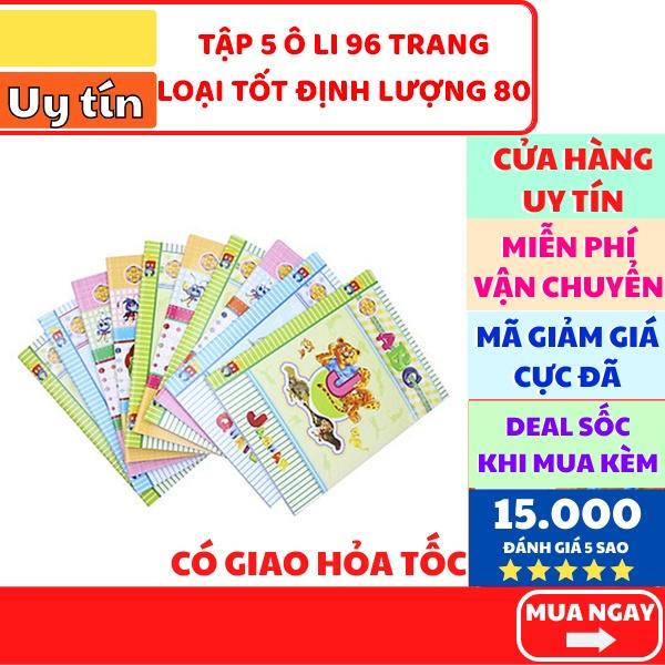 Lốc 5 - 10 cuốn tập ABC 96 trang 5 ô li loại tốt