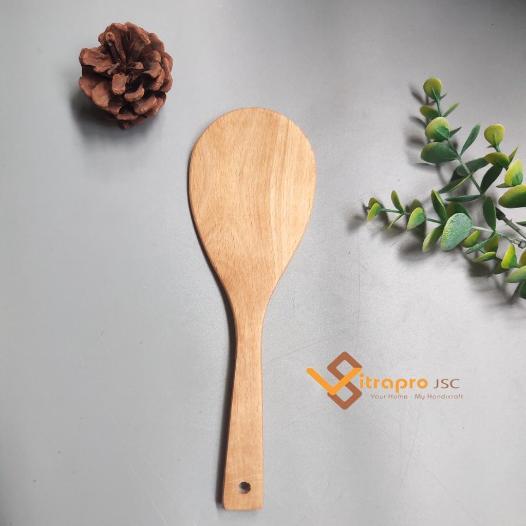 Set Gồm 4 Muôi Sạn Xào Muỗng Canh Cơm Chất Liệu Gỗ Keo An Toàn Tiện Lợi