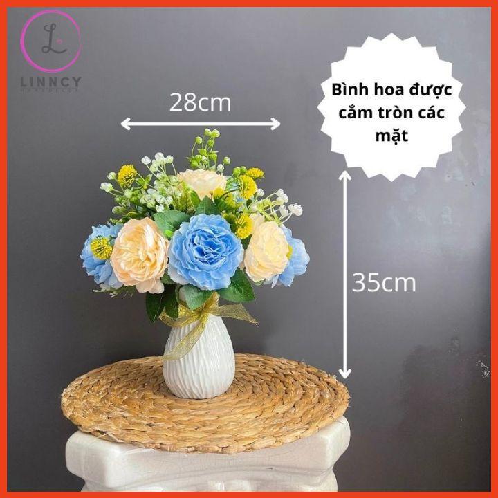 Lọ Hoa Hồng Trà Bình Hoa Decor Bàn Kệ Tủ Giá Sách