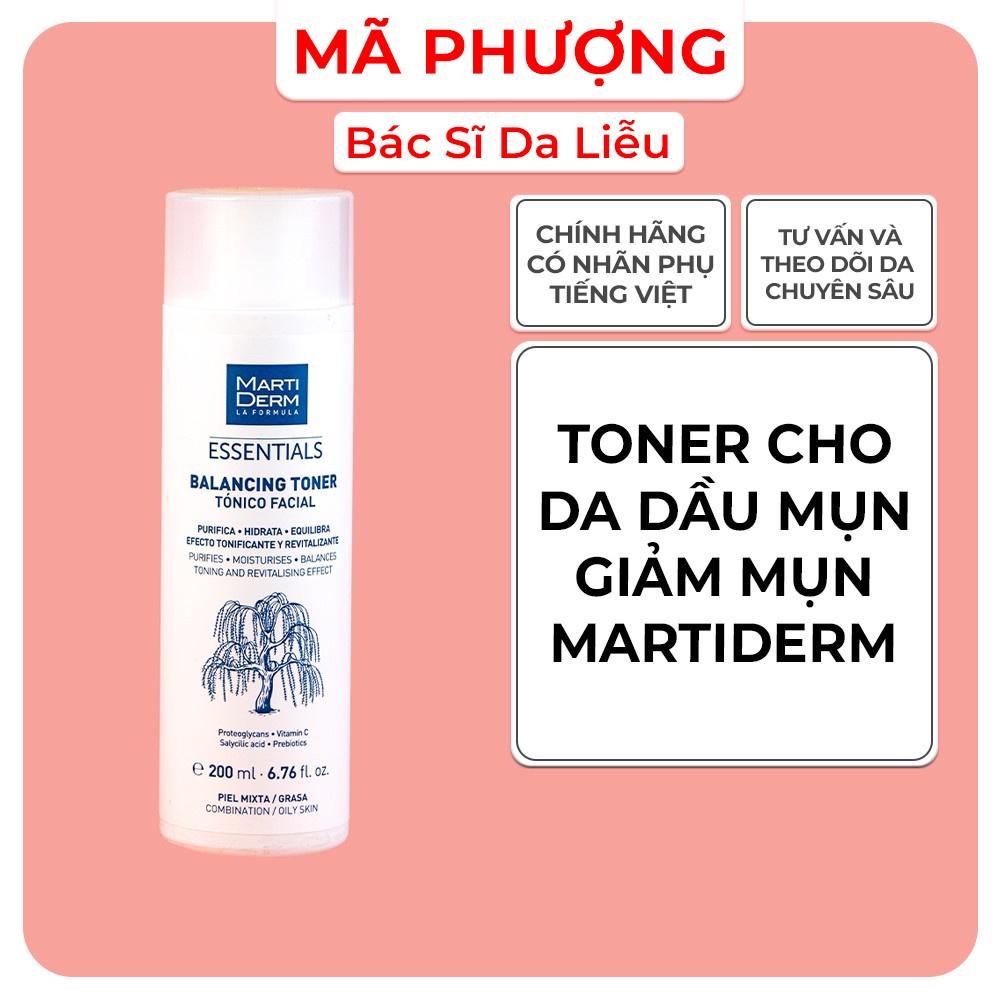 Nước Cân Bằng Làm Sạch Chứa BHA & Prebiotics MartiDerm Essentials Balancing Toner 200ml