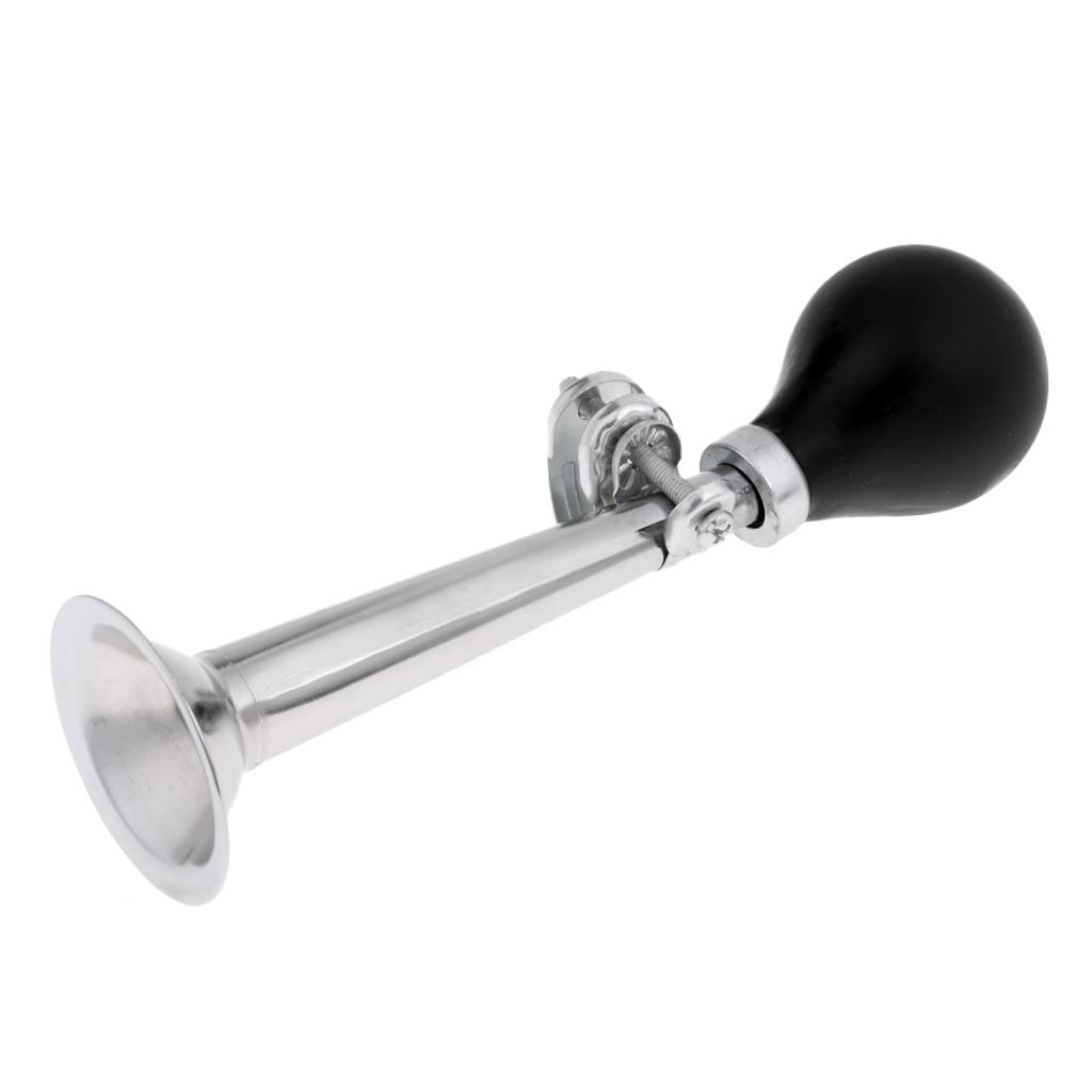 Bike Cycling Air Horn Hooter Bell Straight Horn Squeeze Rubber Bulb Silver