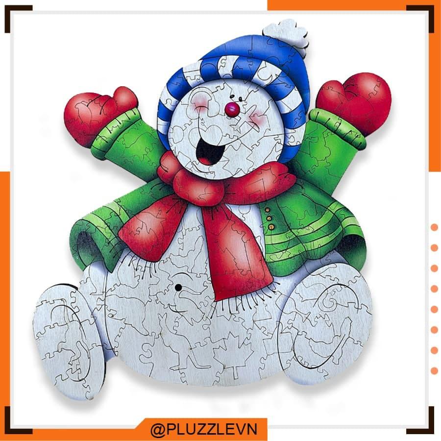 Puzzle Đồ chơi Bộ xếp hình gỗ con vật độc đáo dành cho trẻ em và người lớn PLUZZLE - Người tuyết – PZ035