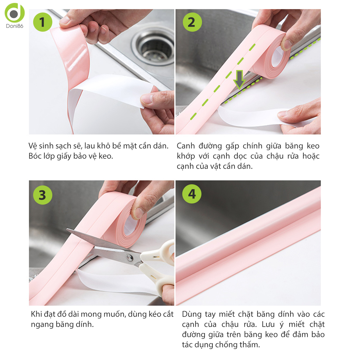 Băng keo chống thấm nước, nấm mốc bám vào dùng dán kẽ hở bếp, chậu rửa chén, nhà vệ sinh - DOPK152