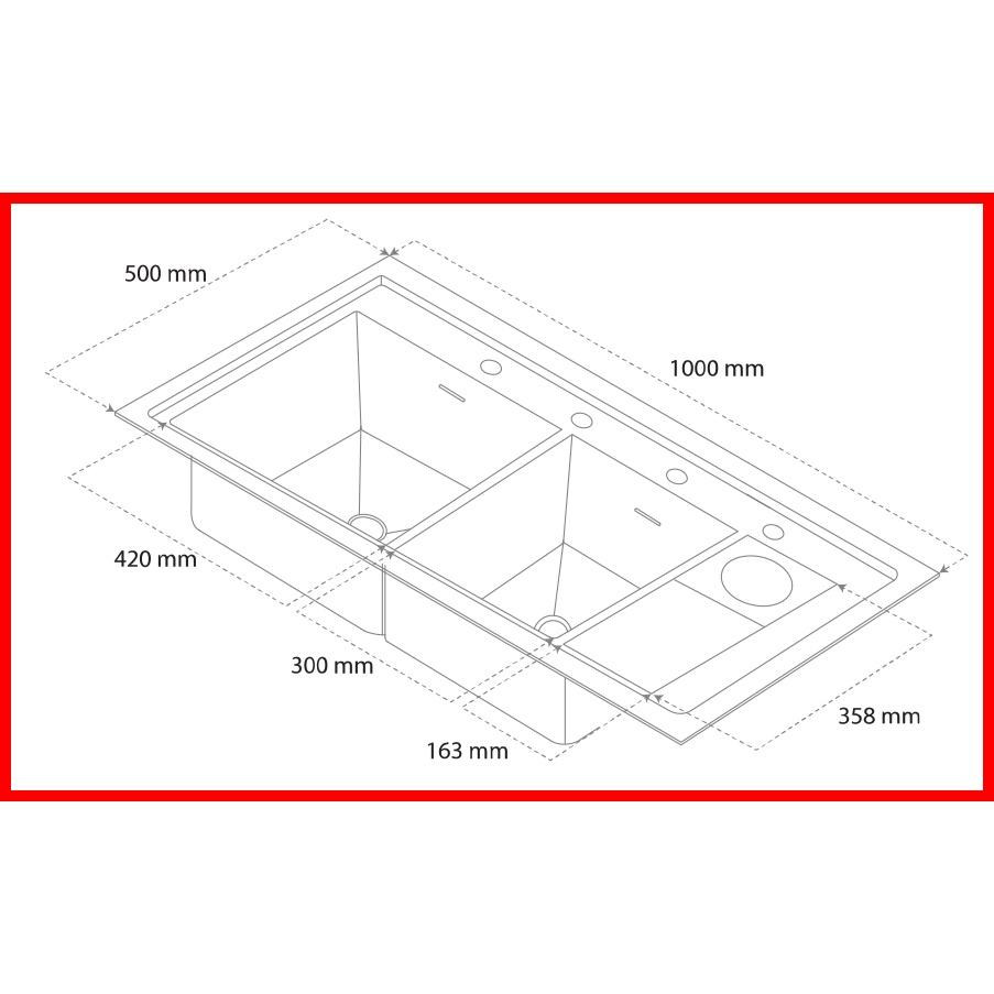 Chậu rửa 2 hố lệch phụ kiện đi kèm chât liệu Inox 304 cao cấp mã GC.JS10050 thương hiệu Gerari