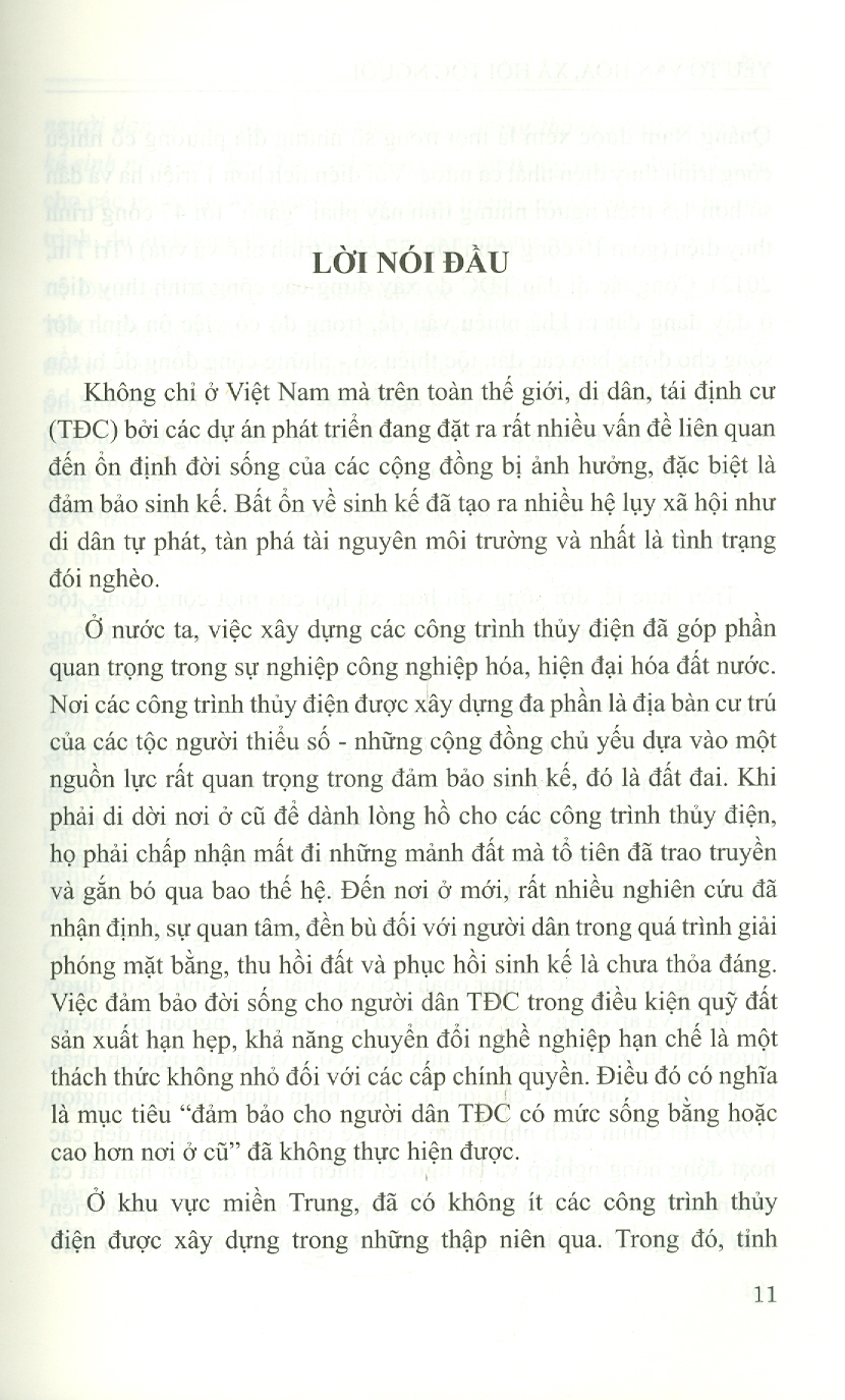 Yếu Tố Văn Hóa, Xã Hội Tộc Người Trong Đời Sống Sinh Kế Của Người Dân Vùng Tái Định Cư Thủy Điện (Sách chuyên khảo)