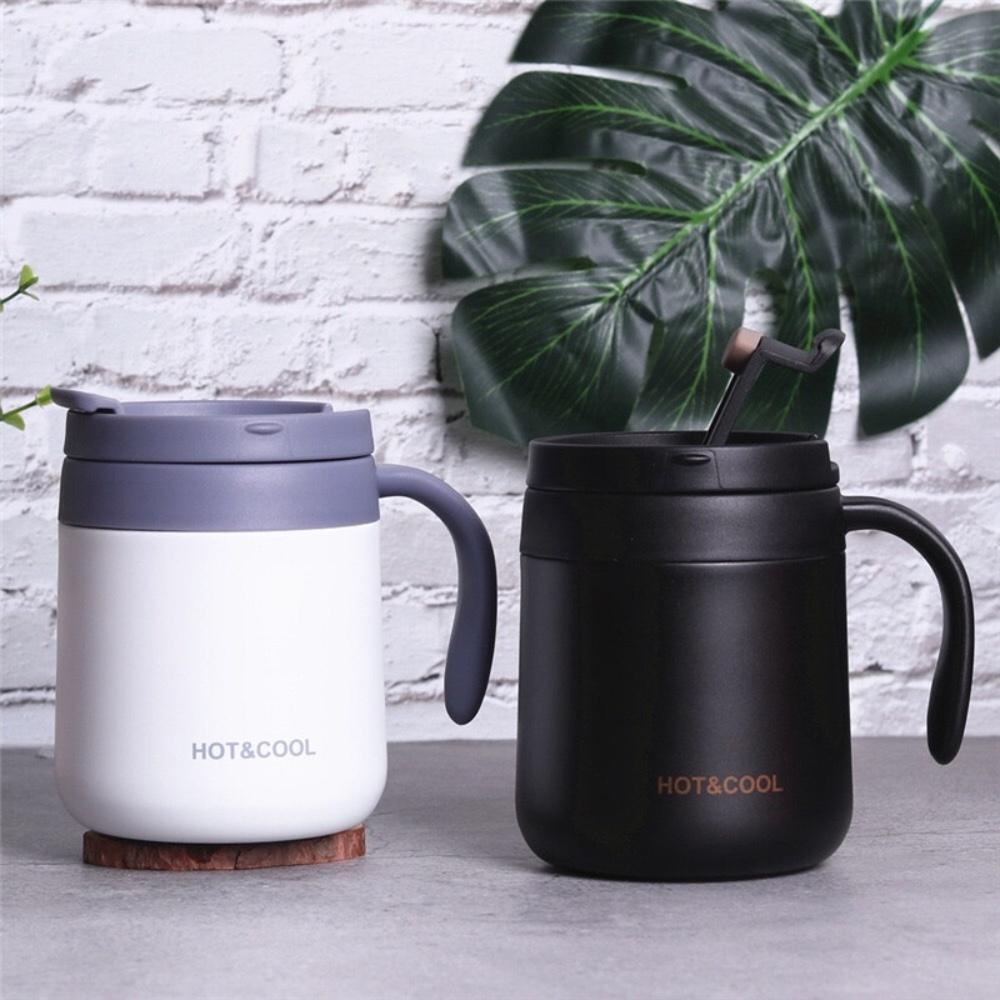 Cốc giữ nhiệt văn phòng Hot&Cool có tay cầm dung tích 350ml, chất liệu inox 304 vỏ cao su cao cấp, giữ nhiệt lên đến 12h