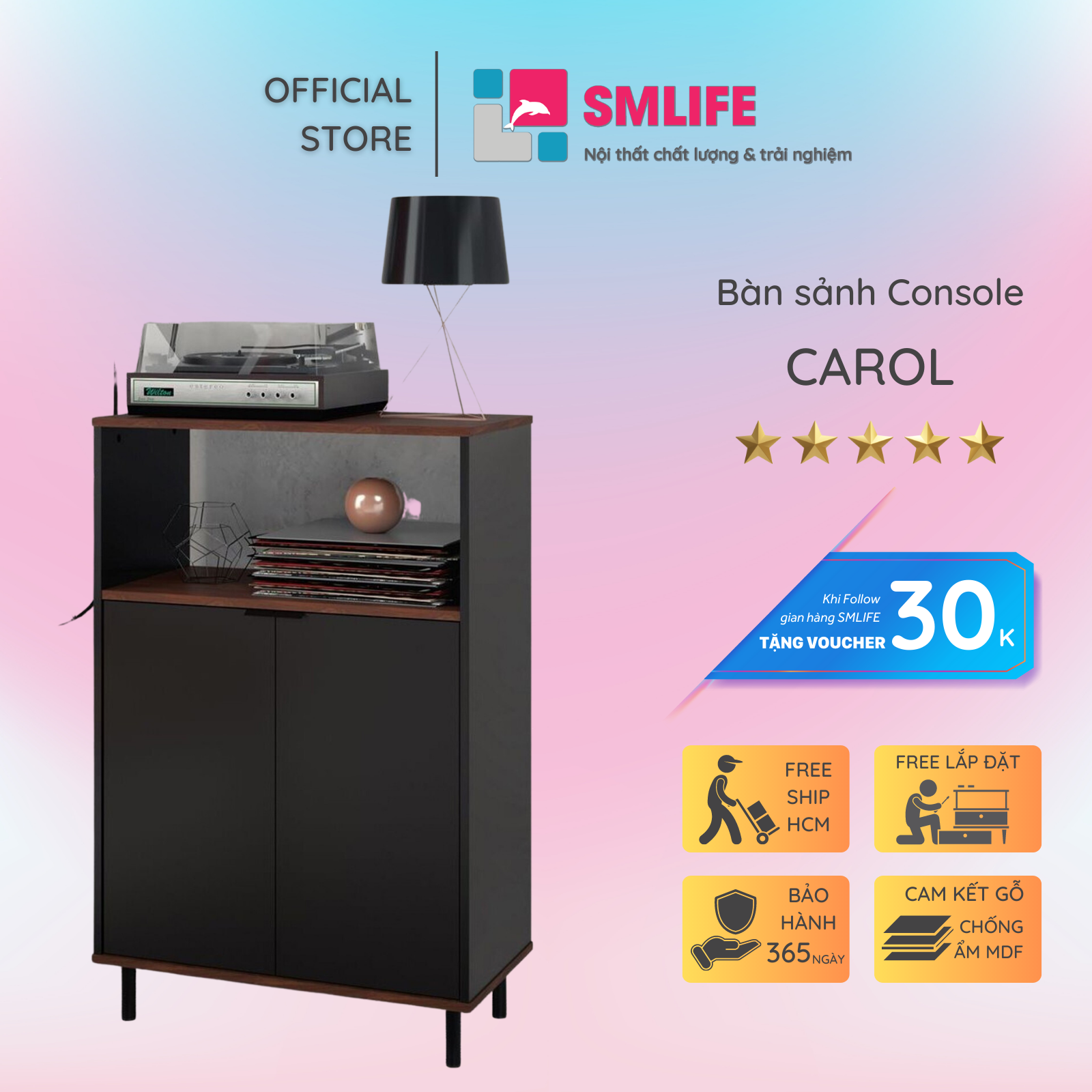 Bàn sảnh ra vào gỗ hiện đại SMLIFE Carol  | Gỗ MDF dày 17mm chống ẩm | D70xR36xC110cm - Màu