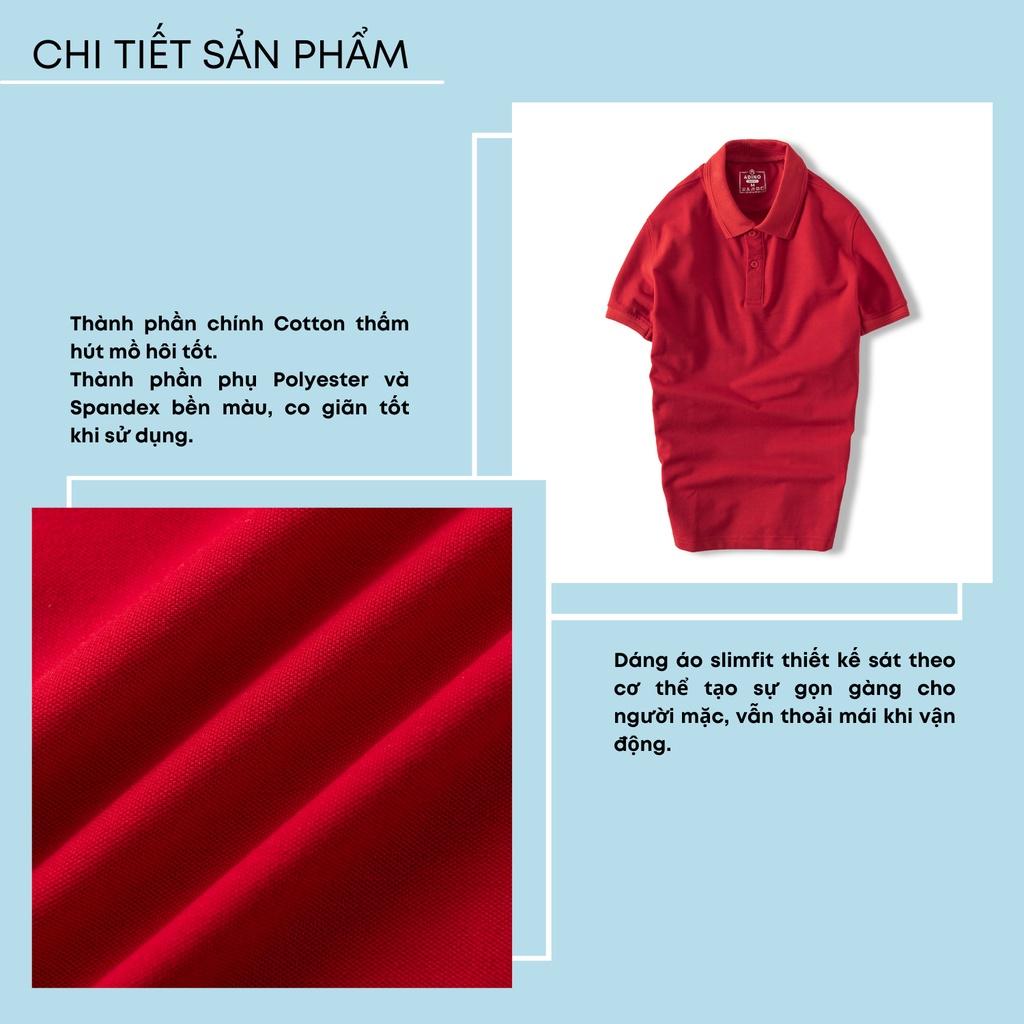 Hình ảnh Áo polo nam ADINO màu đỏ phối viền chìm vải cotton co giãn dáng công sở slimfit hơi ôm trẻ trung AP84