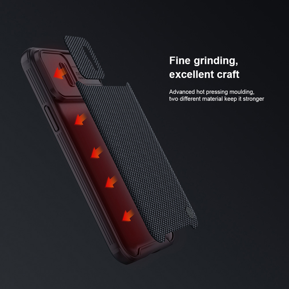 Ốp lưng Chính Hãng Nillkin Textured cho iPhone 13 Pro Max Có Thanh Trượt Bảo Vệ Camera Viền TPU Mềm Chống Sốc - Hàng Chính Hãng