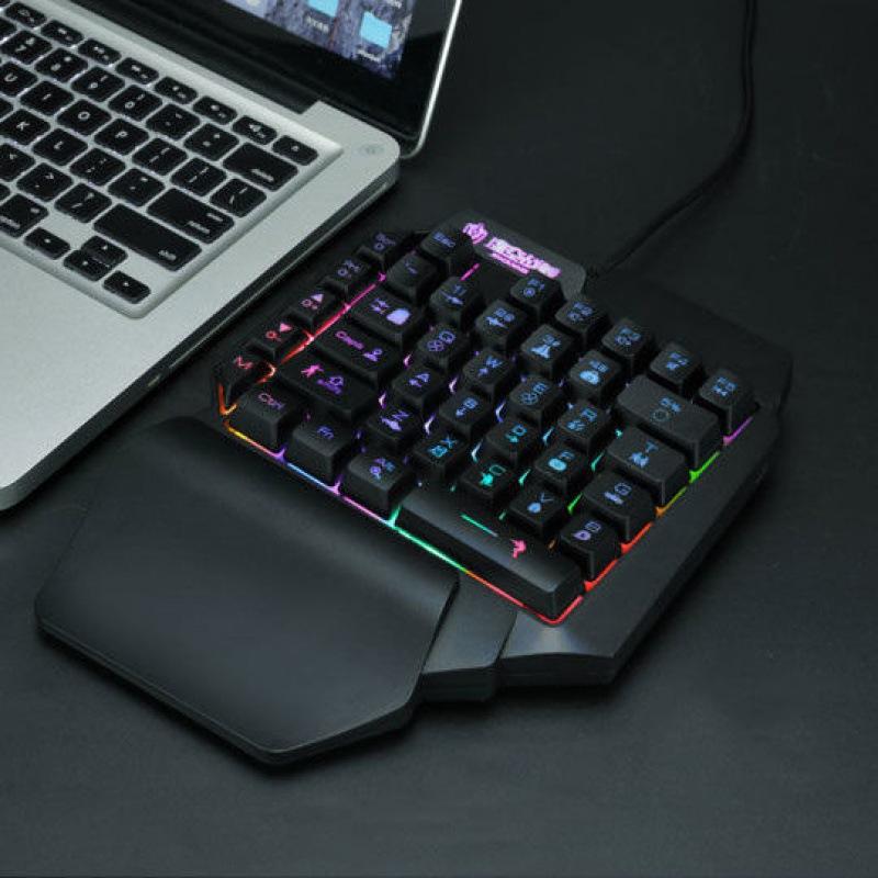 Đảm Bảo Chất Lượng Bàn Phím Cơ Keycap Một Tay Gà Nhân Vật Phát Quang Chuột Macro Độ Nét Bộ CF Ăn Gà Tay Trái bàn Phím Nhỏ Sáng