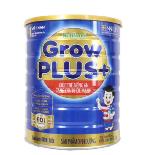 Combo 2 hộp  Sữa Grow Plus xanh 1,5kg công thức FDI độc quyền của Nutifood Thụy Điển giúp trẻ biếng ăn tăng cân hiệu quả. Tặng khăn mặt mềm mịn cho bé.