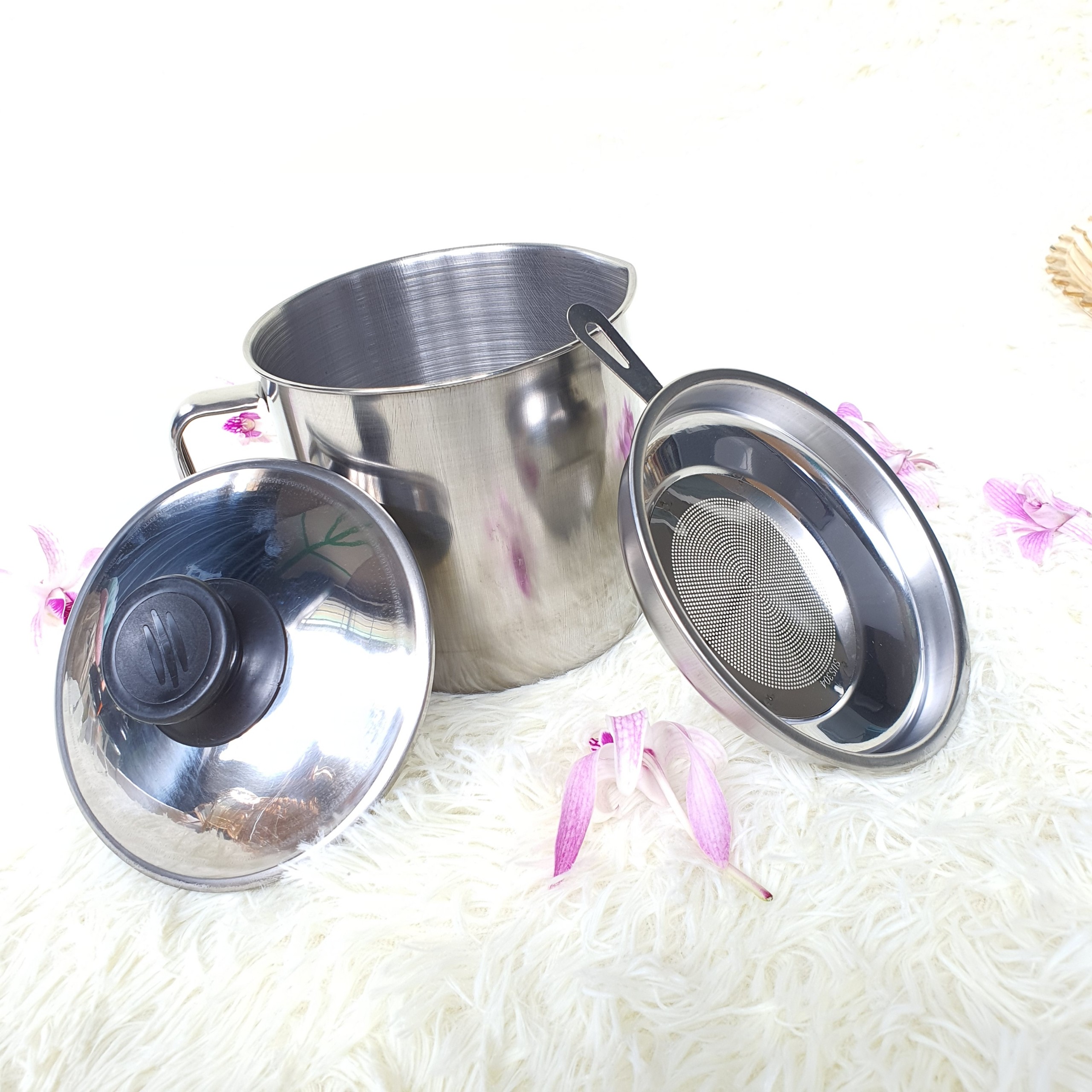 Ca Lọc Dầu Ăn INOX 304. Lọc Dầu Ăn Xả Bỏ Cặn