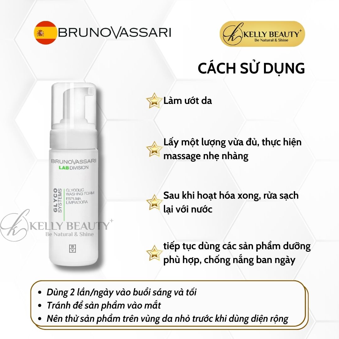 Bọt Rửa Mặt Sáng Da Glyco System - Glycolic Washing Foam - Bruno Vassari | Kelly Beauty