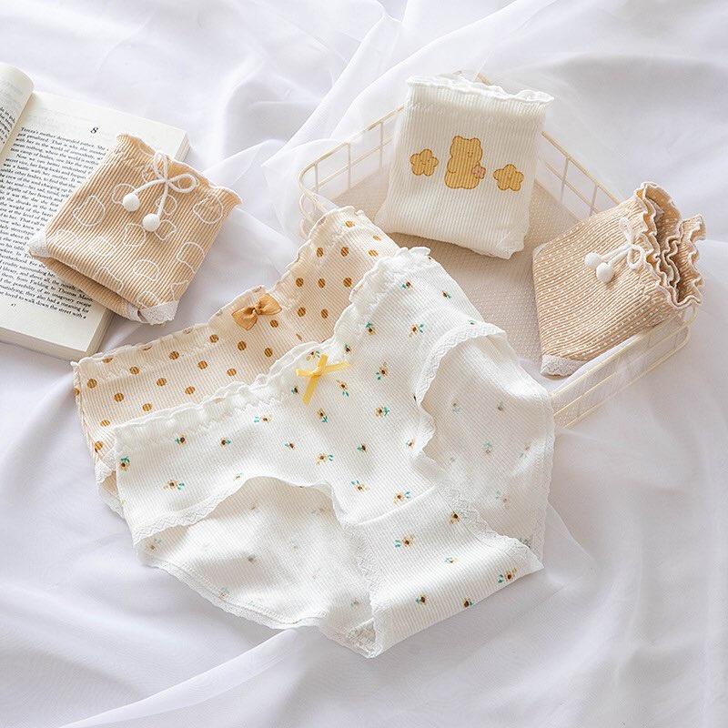 Quần lót cotton nữ mẫu gấu vàng bi