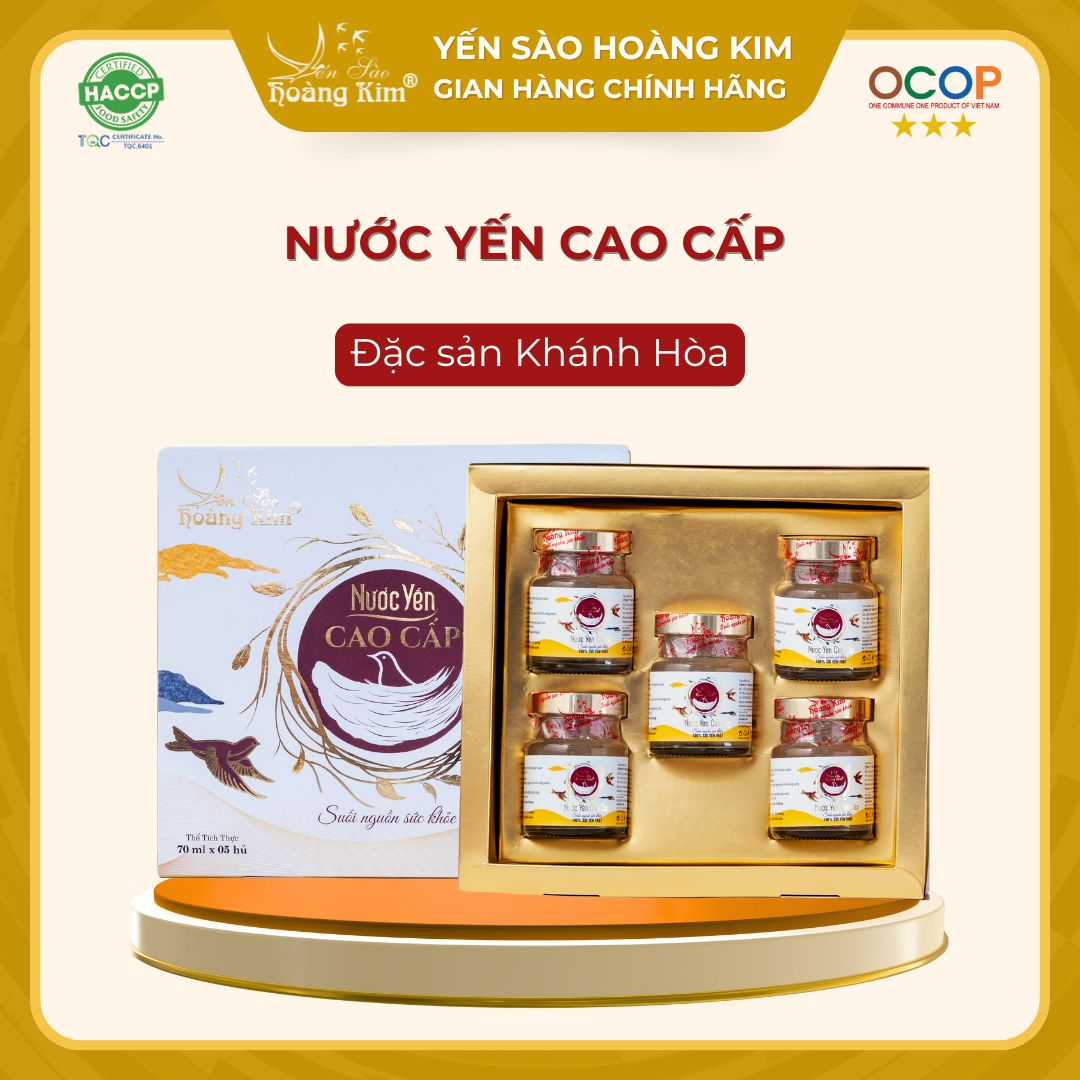 Tổ yến nguyên chất 1g chưng sẵn Yến Sào Hoàng Kim Nước yến cao cấp