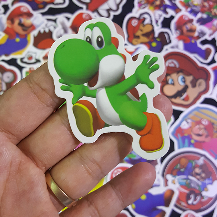 Bộ Sticker dán cao cấp chủ đề SUPER MARIO - Dùng dán Xe, dán mũ bảo hiểm, dán Laptop