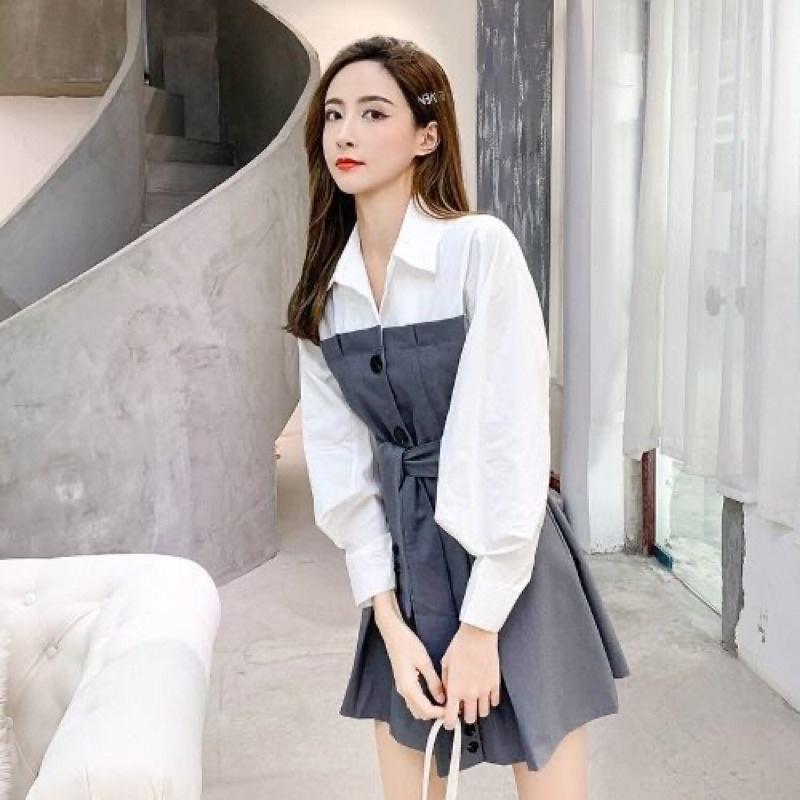 Váy kiểu sơmi thiết kế phong cách hàn quốc chất đẹp giá rẻ mã ZELE366