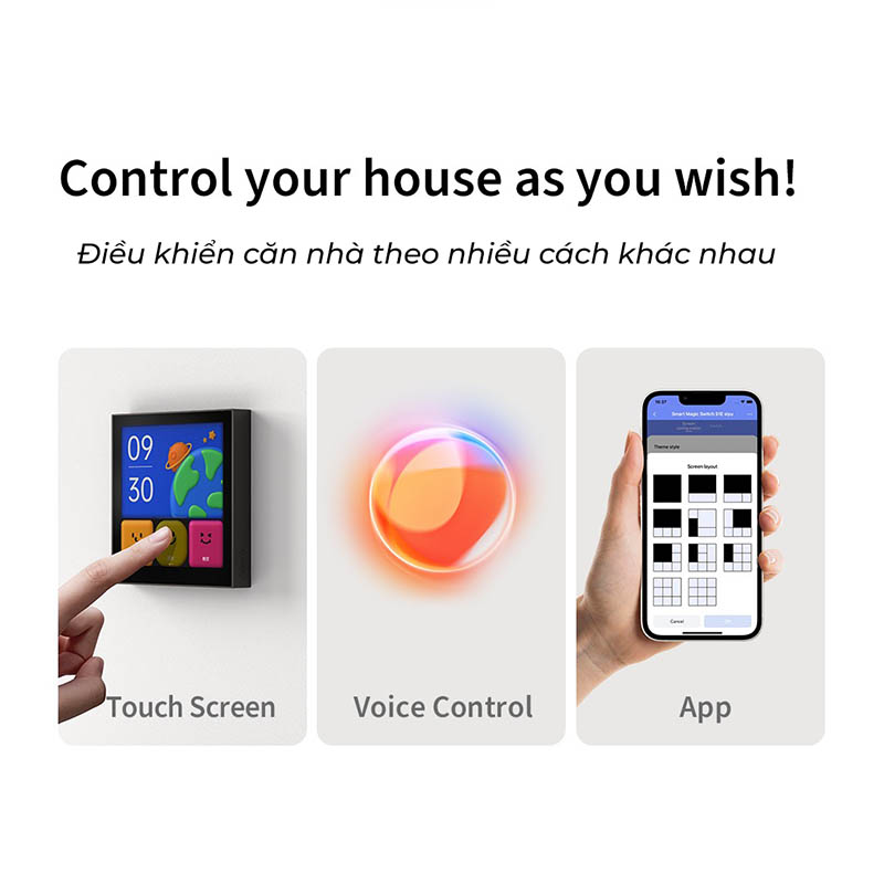 Màn hình công tắc Aqara Magic Switch S1E bản Quốc Tế , kết nối Wifi, Tương thích HomeKit, Google Assistant, Alexa, Bản Quốc Tế