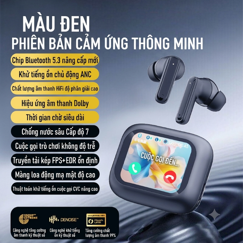 Tai nghe Bluetooth LX10 màn hình cảm ứng, Bluetooth 5.4, chống ồn AI ANC, âm thanh HiFi, pin sạc Type-C Trải nghiệm- HÀNG NHẬP KHẨU
