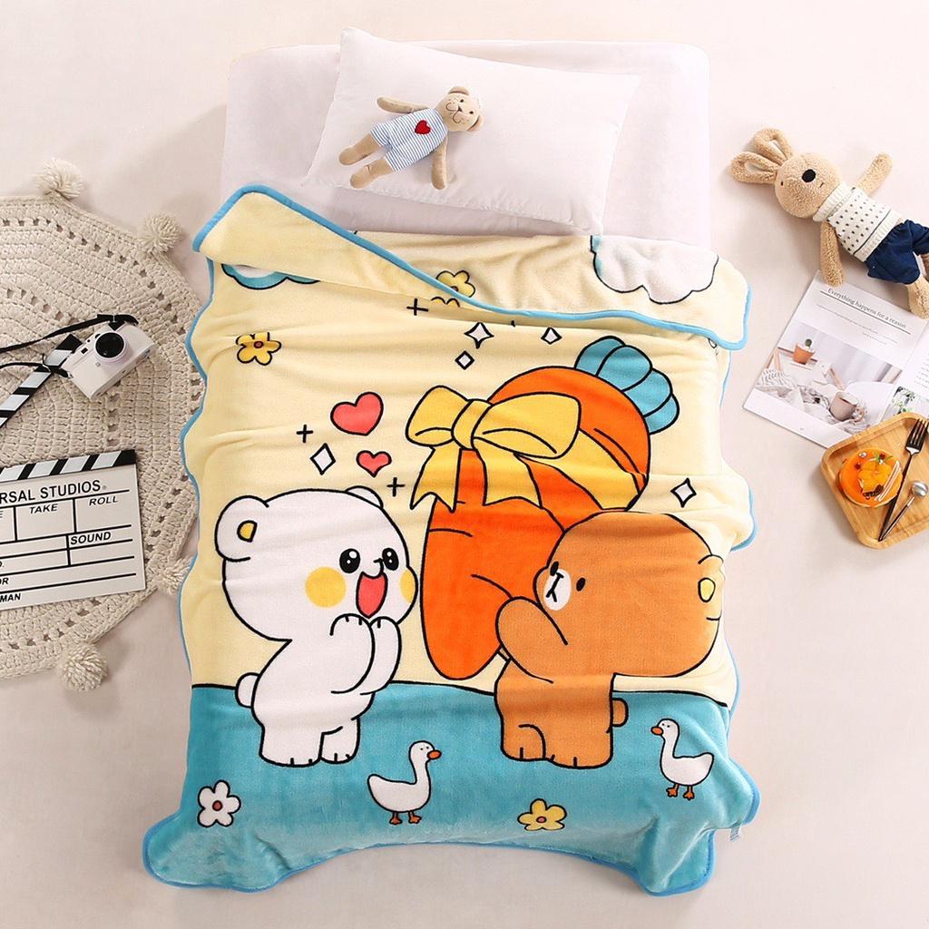 Chăn Cho Bé, Mền Đi Học Cho Trẻ Em M2T BEDDING Lông Tuyết Mềm Mịn Kích Thước 1mx1m4 Nặng 400gam