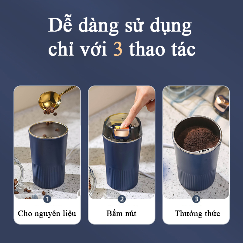 Máy Xay Hạt Khô Cầm Tay Đa Năng Công Suất Lớn 300W Máy Xay Bột Ngũ Cốc Cafe Thảo Dược Các Loại Hạt Lưỡi 4 Cánh Thép 304 Cực Nhanh Chỉ Từ 6 Đến 18 Giây Dung Tích Lớn 80g Thiết Kế Nắp Trong Suốt Dễ Quan Sát Độ Mịn