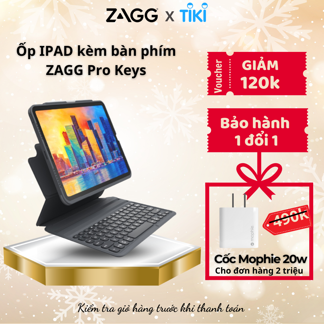 Ốp lưng  kèm bàn phím  dành cho ZAGG Keyboard Pro Keys iPad 10.2 inch - Black/Gray-UK - 103407134 - Hàng chính hãng